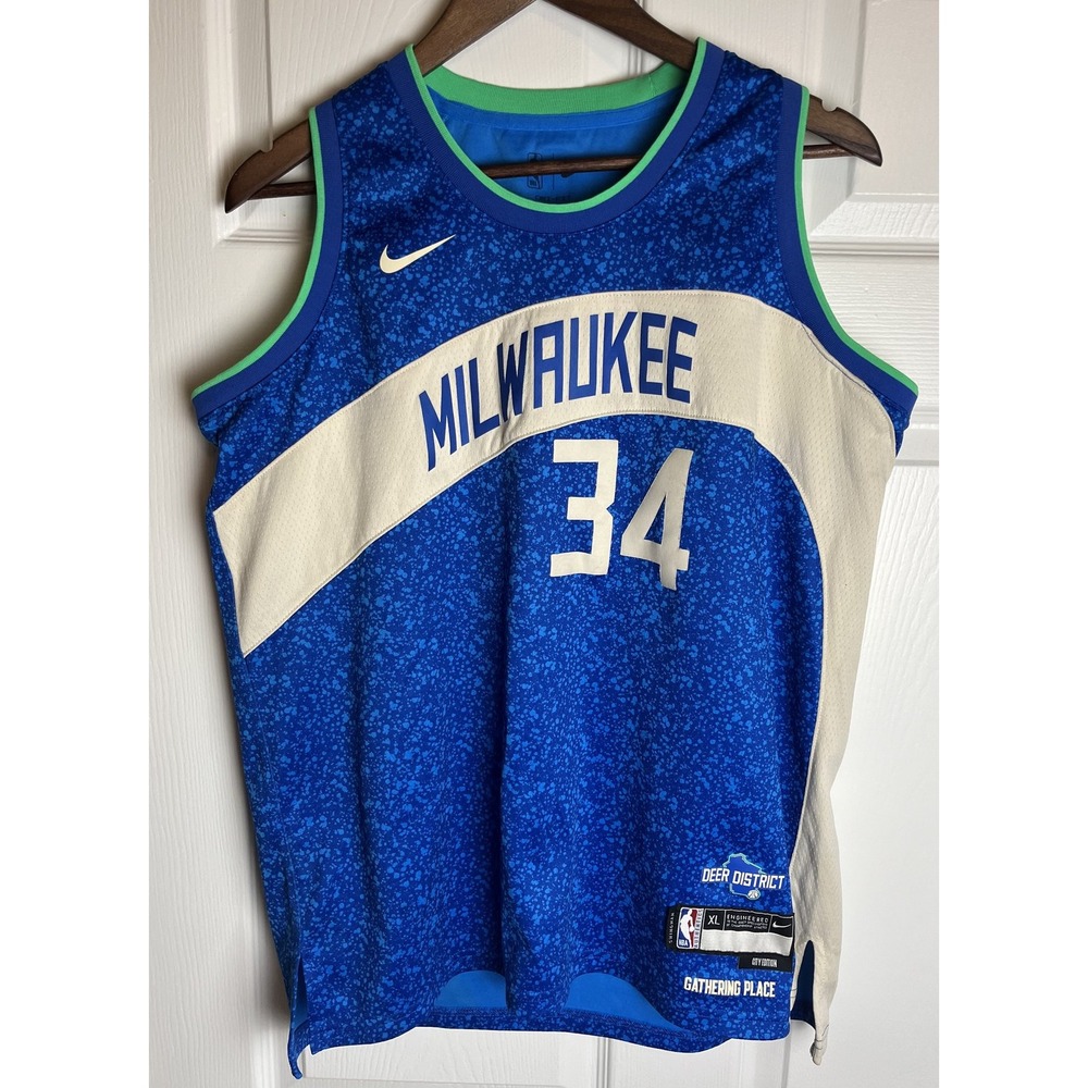 Milwaukee Bucks Jersey Kid's XL NBA Basketball City Edition Antetokounmpo‎ Nike